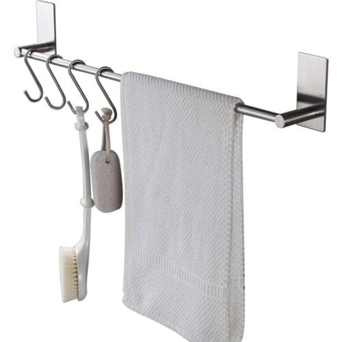 Stainless Steel Towel Bar Hanger Storage Organizer Kitchen Towel Rack Towel Shelf Wall Mount Bathroom Towel Bar for Home