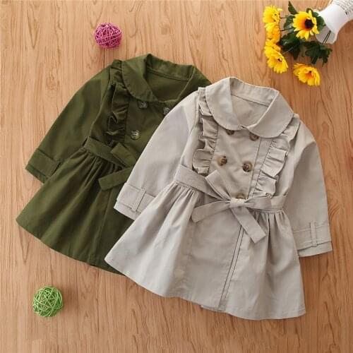 2021 Spring and Autumn Girls Jackets British Style Outerwear Casual Lace Windbreaker Childrens Clothing Cute Girls Coat