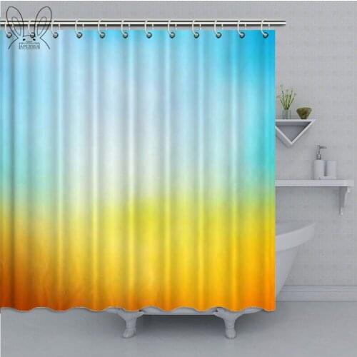 Yellow and Blue Bathroom Curtain Surf Waves Ocean Beach Exotic Dreamy Gradient Waterproof Shower Curtain Polyester Fabric Sets