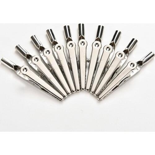 10pcs/lot Insulated Crocodile Clips Cable Lead Testing Metal Alligator Clips Clamps 51mm