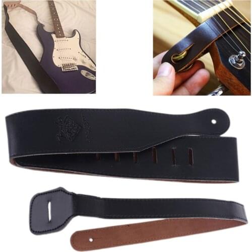 100% Brand New and High Quality Adjustable Soft PU Leather Thick Strap For Electric Acoustic Guitar Bass Black