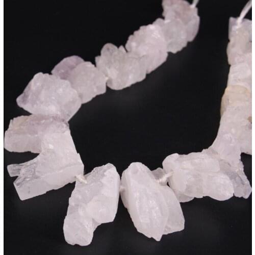 15.5"/strand Natural White Amethysts Quartz Geode Druzy Top Drilled Rectangular Nugget Beads,Raw Crystal Drusy Slab Pendants