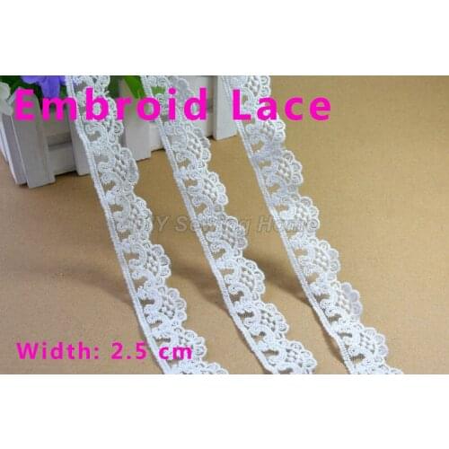 2.5cm width cotton embroid sewing ribbon guipure lace trim or fabric warp knitting DIY Garment Accessories free shipping#2881