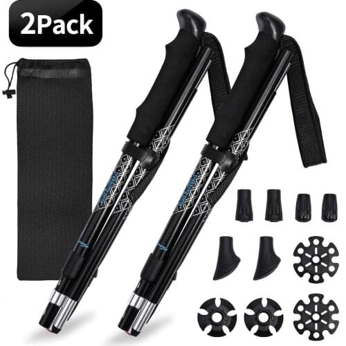 2PCS/lotTrekking Poles Collapsible Hiking Poles Walking Hiking Sticks Crutches Adjustable Quick Lock Cane for Hiking Camping