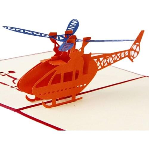 3D Pop Up Greeting Cards Helicopter Happy Birthday Christmas Anniversary Easter -Y102
