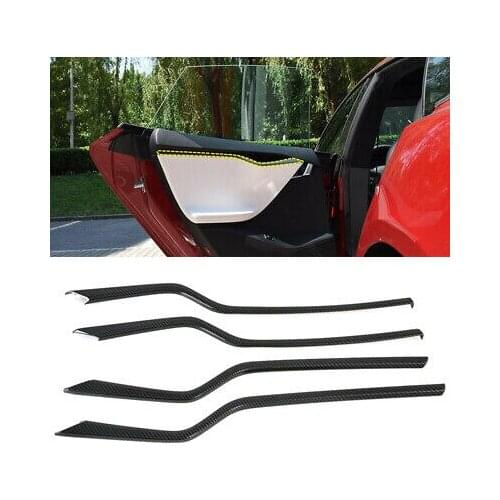 4* Carbon Fiber Look Inner Door Handle Bowl Stripe Cover For Tesla Model S 15-20