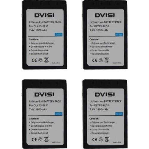 4Pcs 1.8Ah PS-BLS1 PS BLS1 PSBLS1 Rechargeable Battery for Olympus PEN E-PL1 E-PM1 EP3 EPL3 Evolt E-420 E-620 E-450 E-400 E-410