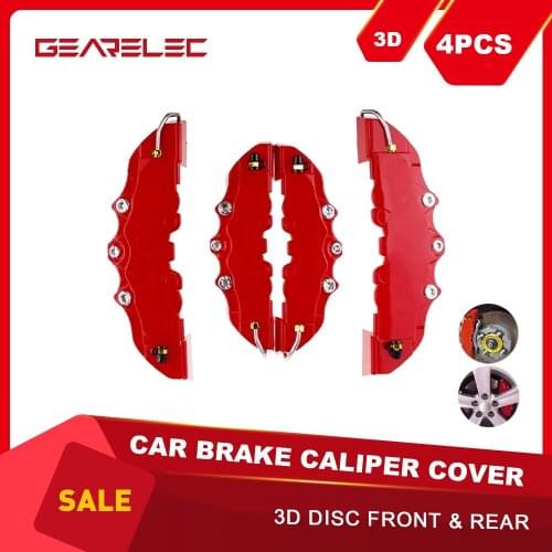 4PCS Universal 3D Car disc brake Caliper Cover Red Brake cover Disc Front and Rear Accessories Kit Fit to 18.3-23.6 inch