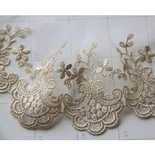 5Yards/lot Handmade DIY Wide 9CM Gold Thread Lace Embroidery Flower Curtains Lace Trim Garment Accessories