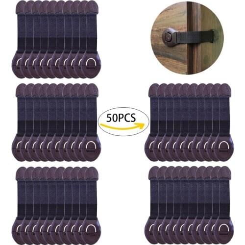 50/30/10 Pieces Lot Baby Safety Cabinet Locks Child Protection Door Straps Brown Color Child Refrigerator Locks No Drilling Lock
