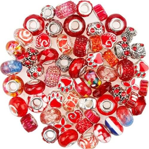 60Pcs Lot Wholesale Assorted Color 5mm Big Hole European Beads Spacer Charms for Bracelet Necklaces Jewelry Making DIY Crafts