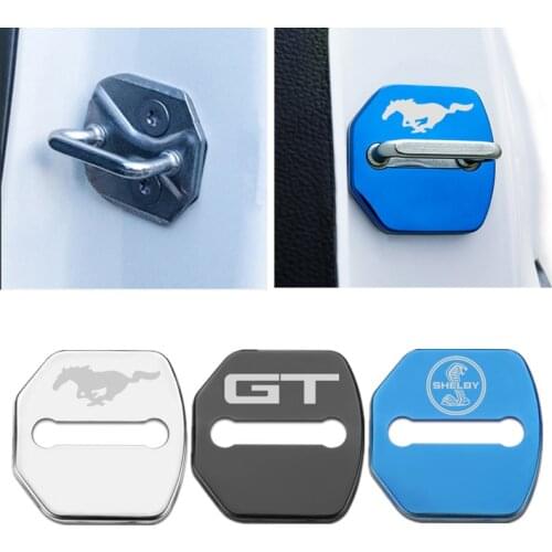 Car-Styling 4pcs car door lock cover Auto Emblems Case For Ford Mustang GT SHELBY Accessories Car Styling