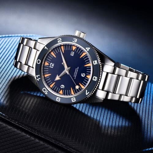 CORGEUT Mens Watch 41mm Blue Luminous Dial NH35 Miyota8215 Seagull1612 Automatic Movement Wristwatches Mens Waterproof Swim 316L