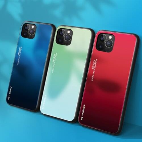 Case For iPhone 12 Pro Max 11 XS XR X 7 8 Plus 6 6s se 2020 Gradient Tempered Glass Back Case Cover on the for iPhone 12 Coque