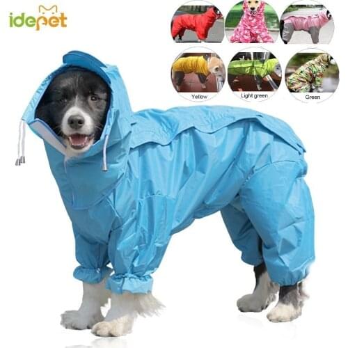 Large Dog Raincoat Clothes Pet Dog Raincoat Hoody Waterproof Rain Jumpsuit Jackets Coat Apparel Clothes For Medium Small Dogs 45