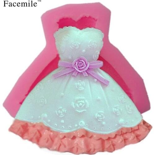 Facemile Wedding Dress Silicone Mold 3D Fondant Cake Decorating Tools Sugarcraft Cupcake Chocolate Baking Mould Soap Mold 50-129