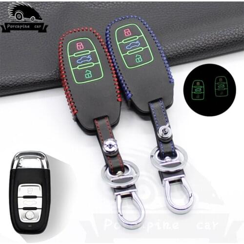 Noctilucent leather Car Key case Protection Cover for Audi A4L A5 A6 A6L Q5 S5 S7 Protect Case Covers Car Styling