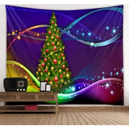 Christmas Day Party Tapestry Art Blanket Hanging Home Bedroom Living Room Decoration Christmas Tree Elk Snowman Fireplace