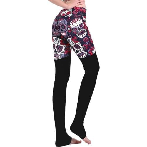 Hot New Halloween Red Floral Skull Spiced Yoga Sports Pants Plus S To 3xl Big Size Girls Running Gym Yoga Leggings 3 Patterns