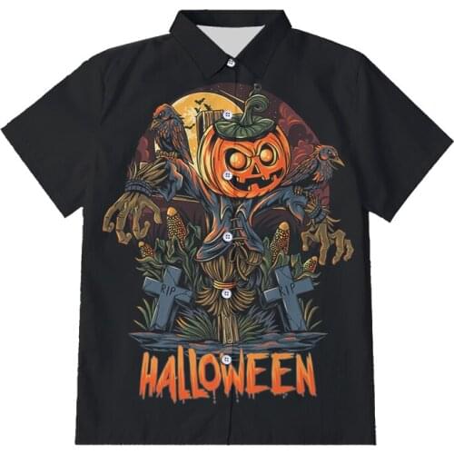 IFPD EU Size Horror Halloween 3D Print Button Shirts Hip Hop Pumpkin Head Scarecrow Male And Female Plus Size Casual Shirt