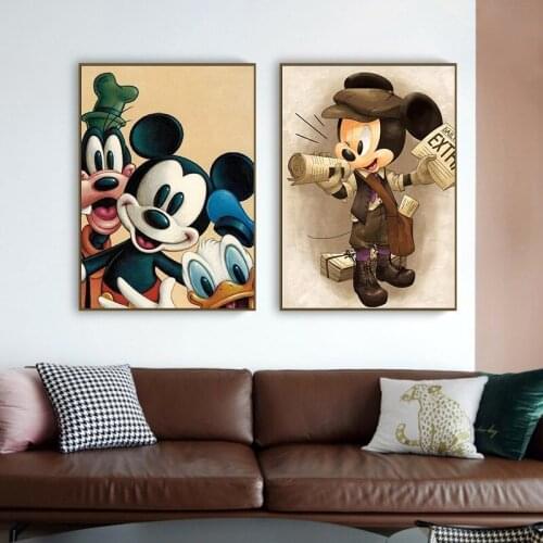 Disney Canvas Painting Mickey Mouse and Donald Duck Cartoon Posters and Prints for Children Room Decor Pictures Home Decoration