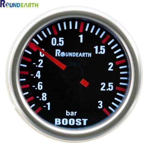 Round Earth 52mm Auto Car White Backllight Turbo Turbin Mechanical Boost Gauge Clocks Pressure -1~3 Bar Meter Free Shipping