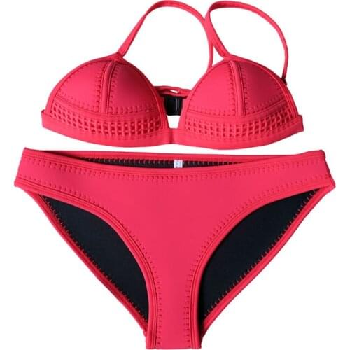 Swimwear Women Bikini 2020 Sexy Girl Neoprene Bikini Set Push Up Brazilian Swimsuit Crochet Bikini Verde Bath Suit fillet -SC03C
