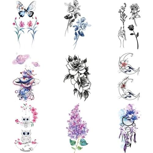 Lavender Flash Fake Waterproof Tattoos Temporary Arm Chest Tattoo Stickers Body New