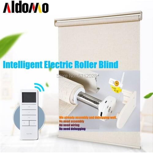 Natural Linen Fabric Motorized Blinds Rechargeable Motor Electric Roller Shade motorized roller blind include Motor and Remote
