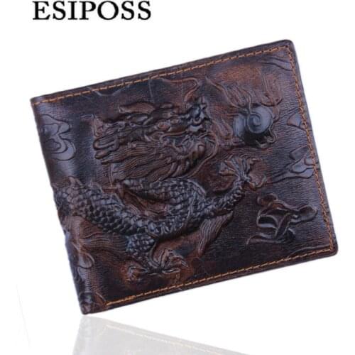 Men Wallets 3D dragon Famous brand designer wallet Genuine Leather Mens Clutch wallet money Bag male leather card holder Wallet