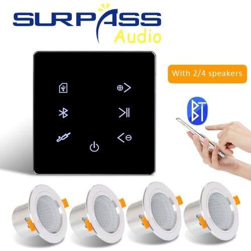Bluetooth Wall Amplifier Bathroom Ceiling Speakers Music Player Smart Home Theater Stereo Audio Background Music System Fm Amp