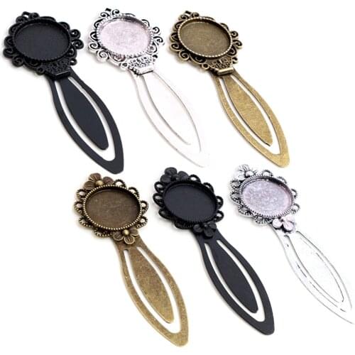 New Fashion 2pcs 20mm Inner Size Antique Silver Plated Bronze Black Vintage Handmade Bookmark Cabochon Base Cameo Setting
