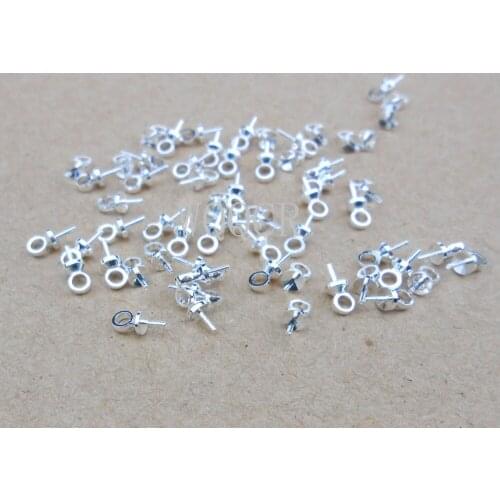 Wholesale 200PCS DIY Jewelry Findings 925 Sterling Silver colorBail Connectors Pendant Beads Cap For Pearl,Crystal Bead