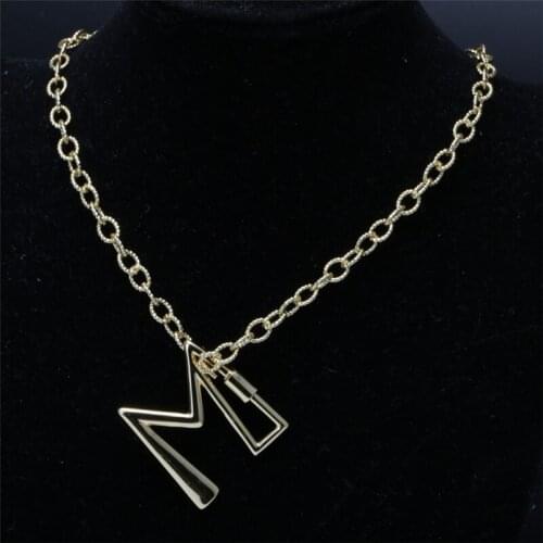 Punk Cuban Gold Initial 26 Alphabet Letters Name Charm Big Thick Chunky Snake Chain Choker Necklaces For Women Girl