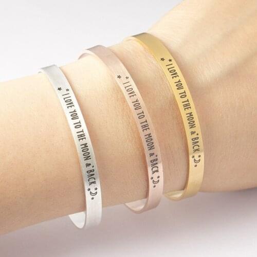 I Love You To The Moon & Back Couples Statement Bracelets & Bangles For Women Men Stainless Steel Fashion Jewelry Wedding Gift