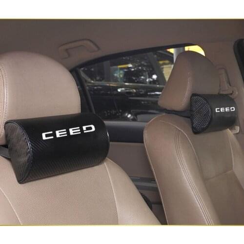 For Kia Ceed Carbon Fiber Texture PU leather Auto Car Seat Head Neck Rest Cushion Headrest Pad Car Neck Pillow