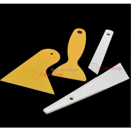 5 Pcs / Lot Portable Plastic Scraper Plates Paint Removal Car Glass Stickers Scraper Plate Accessories Yellow White