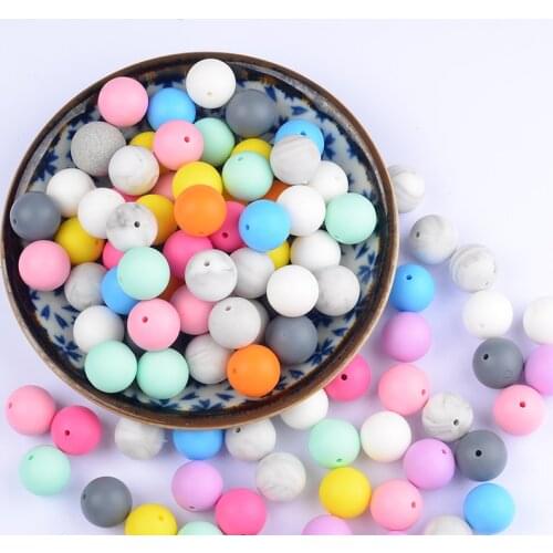 30Pcs/Lot 15mm Baby Round Silicone Beads Teether Eco-friendly Sensory Teething Necklace Food Grade Mom Nursing Accesories