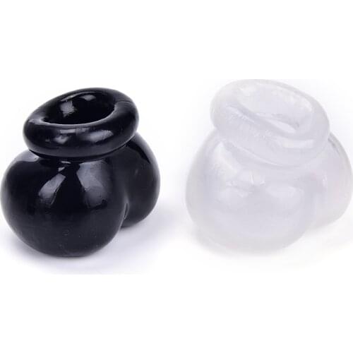 Clear/Black Male Scrotum Bull Ball Bag Sex For Men Testicle Bondage Stretcher Snug Penis Delay Ballstretcher Ballsack Adult Toys