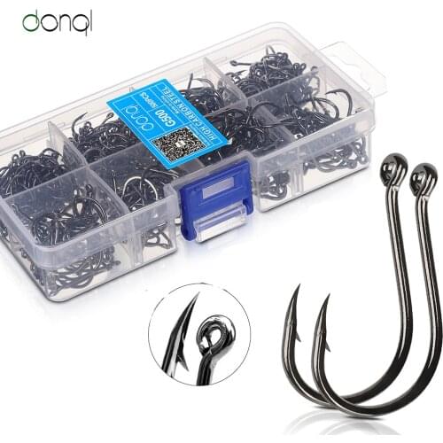 DONQL 500/600pcs High Carbon Steel Barbed Fishing Hook Fishing Tackle jig Fishook Bait Holder Carp Fishing Jig Head Fishing Hook
