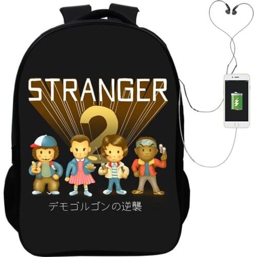Mochilas Stranger Things Backpack For Boys Girls USB Charging School Bags Cool School Backpacks Children Beautiful Book Rucksack