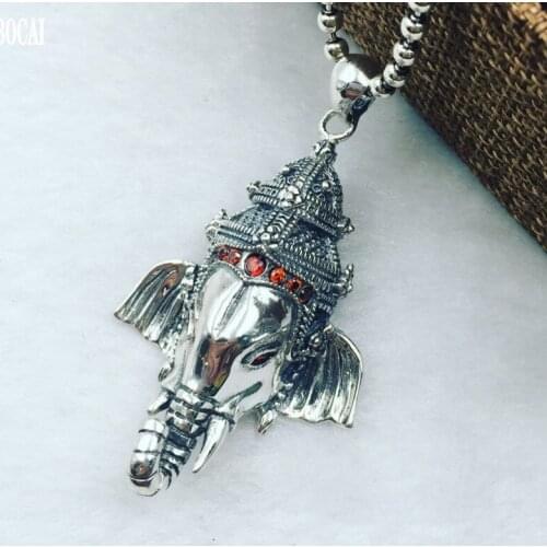925Sterling Silver Elephant God Buddha Silver Pendant