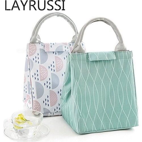 LAYRUSSI Oxford Cloth Lunch Box Bag Insulation Bags Outdoor Picnic Portable Food Thermo Bag Fresh-keeping Ice Pack Dinner Bags