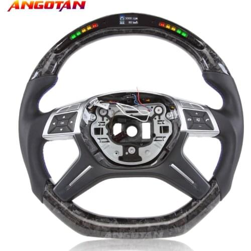LED forged Carbon Fiber smooth Pu Leather Steering Wheel Fit For Mercedes-Benz GL AMG 2006-2015 and AMG ML 2007-2014