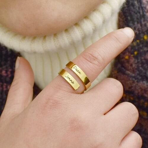 Cross-Border New Stainless Steel Name Custom Ring DIY Letter Marking Engraving Ring Source Manufacturers