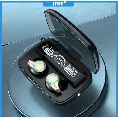 JTKE TWS Bluetooth 5.1 Earphones 3500mAh Charging Box Wireless Headphone 9D Stereo Sports Waterproof Earbuds Headsets With Micro