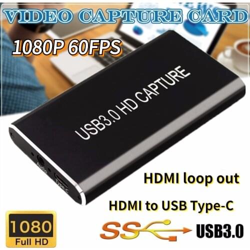 HDMI USB 3.0 Capture Card Device 1080P 60fps HDMI to USBC TYPE C Video Capture Adapter for Mac Windows Linux Os X Game Recording