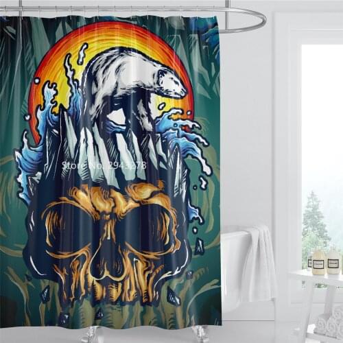 Horrible Skull Series Pattern Waterproof and Mildewproof with Hook Washable Black and White Shower Curtain Home Bathroom Decor