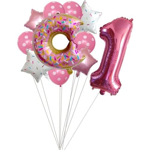 11pcs 32inch Pink Number Aluminum Foil Balloon 18'' Candy Star Set Digita 0-9 Hawaii Happy birthday Baby Shower party decoration