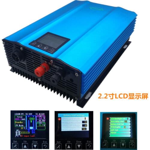 High efficiency 1000W micro grid tie inverter LCD Adjutable battery discharge Pure sine wave solar home system inverter